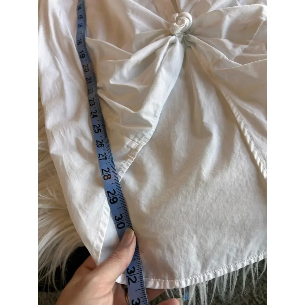 NWT J. Crew Women's Front Knot Button-Up‎ Blouse Top Minimalist White Size Small